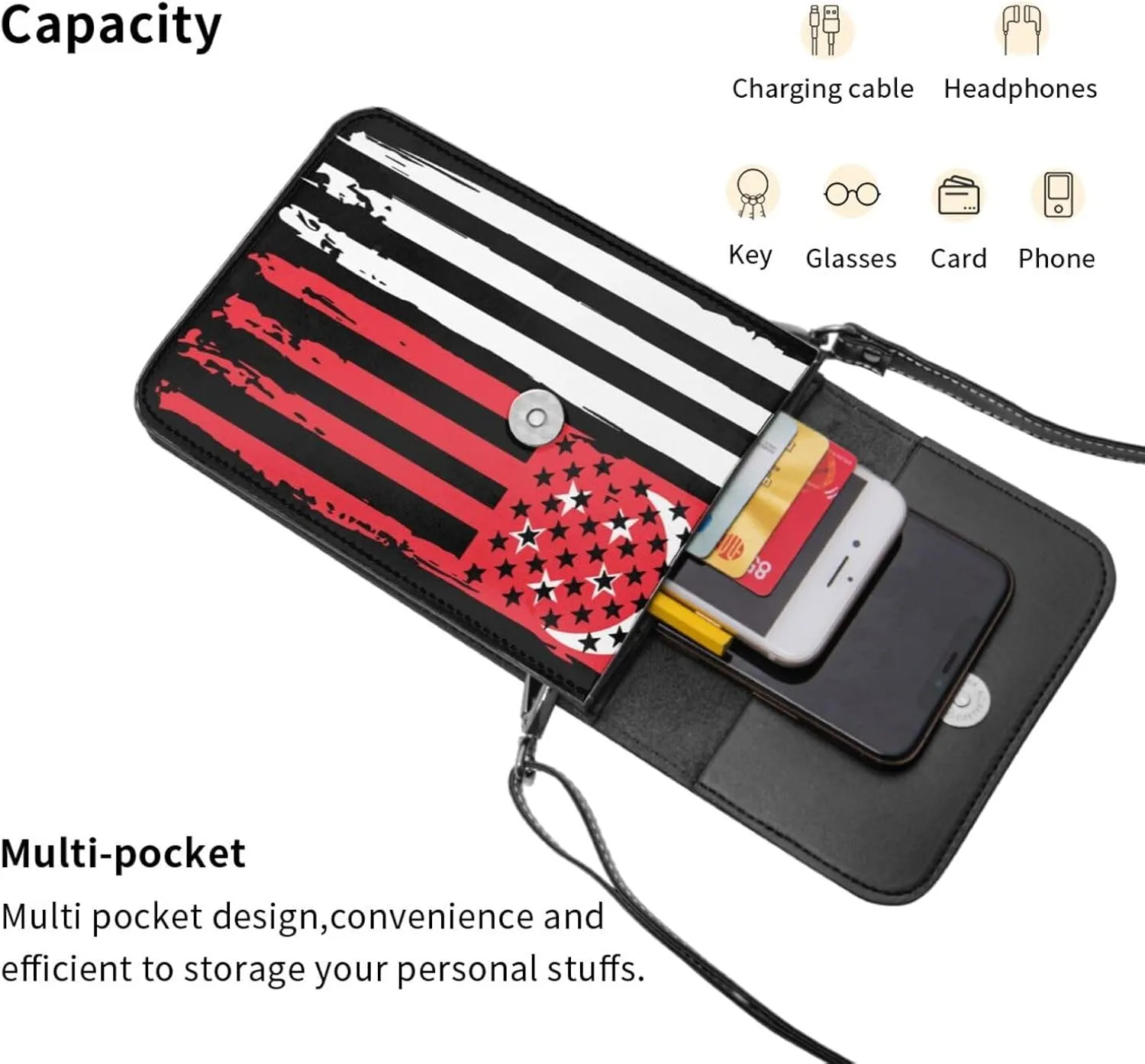 Vintage Tanzanian America Flag Striped Patterns Small Crossbody Purse Cell Phone Bag for Women