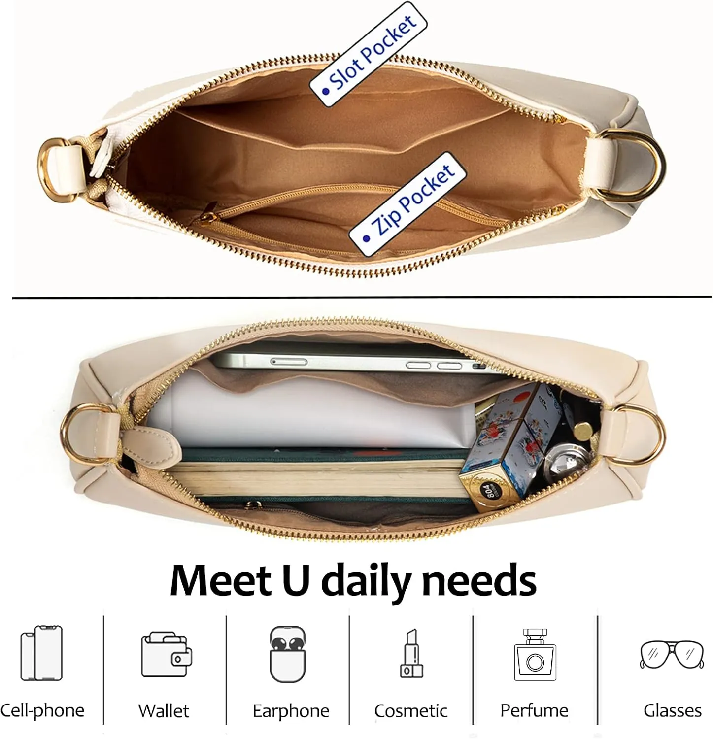 VODIU Clutch Tote Handbags with 2 Removable Straps and Zipper Closure Crossbody Bags Shoulder Purse Handbag for Women