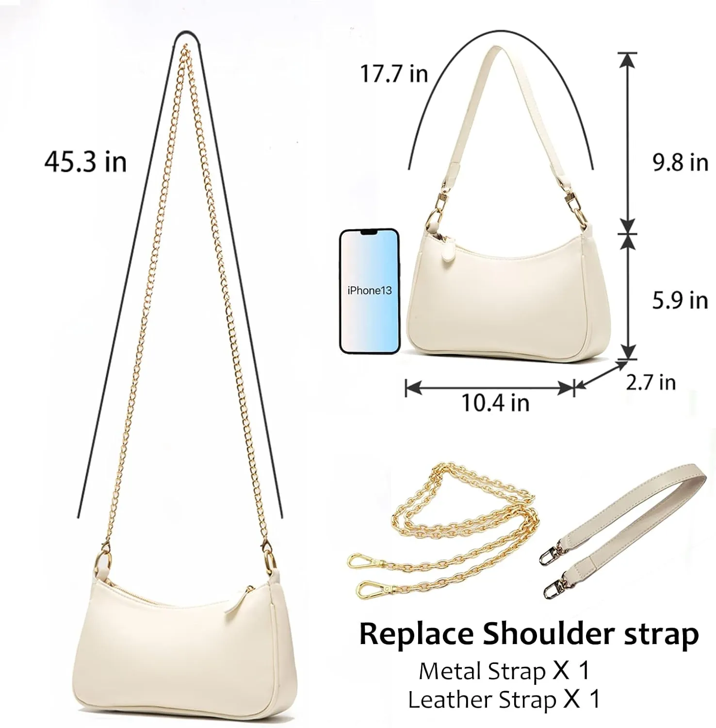 VODIU Clutch Tote Handbags with 2 Removable Straps and Zipper Closure Crossbody Bags Shoulder Purse Handbag for Women