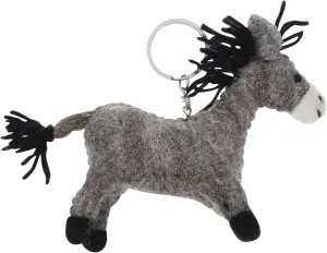 VOSAREA Cute Stuffed Donkey Keychain Handmade Wool Felt Bag Hanging Decor Adorable Key Ring for Keys and Handbags Lovely Animal Charm for Collectibles