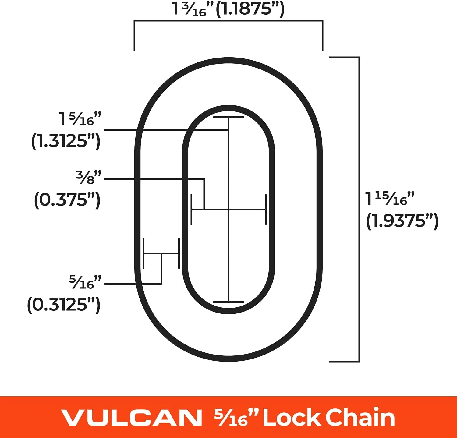 VULCAN Security Chain - Premium Case-Hardened - 5/16 Inch x 3 Foot ( /- 1.5 Inches) - Chain Cannot Be Cut with Bolt Cutters or Hand Tools Silver