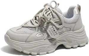 VV87 Women's Fashion Sport Breathable Mesh Platform Sneakers Casual Running Walking Shoes 5.5-8.5