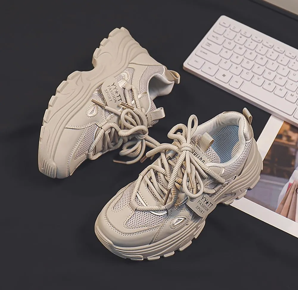 VV87 Women's Fashion Sport Breathable Mesh Platform Sneakers Casual Running Walking Shoes 5.5-8.5