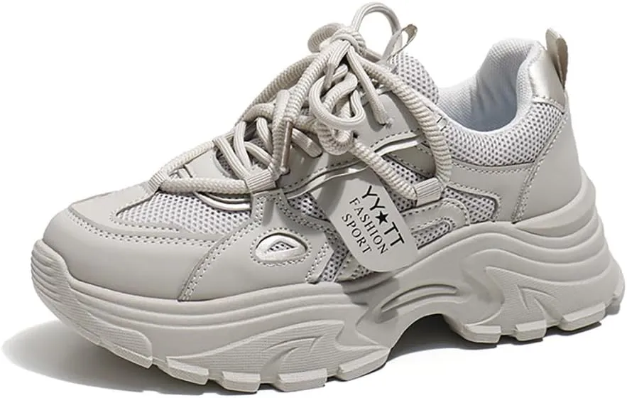 VV87 Women's Fashion Sport Breathable Mesh Platform Sneakers Casual Running Walking Shoes 5.5-8.5
