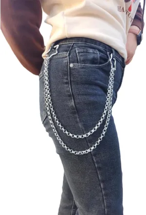Wallet Chain Pants Pocket Chain Belt Chains Jean Chains 22.5" Silver Keychain with Both Ends Lobster Clasps Keys, Wallet, Jeans Pants Belt Loop Purse Handbag