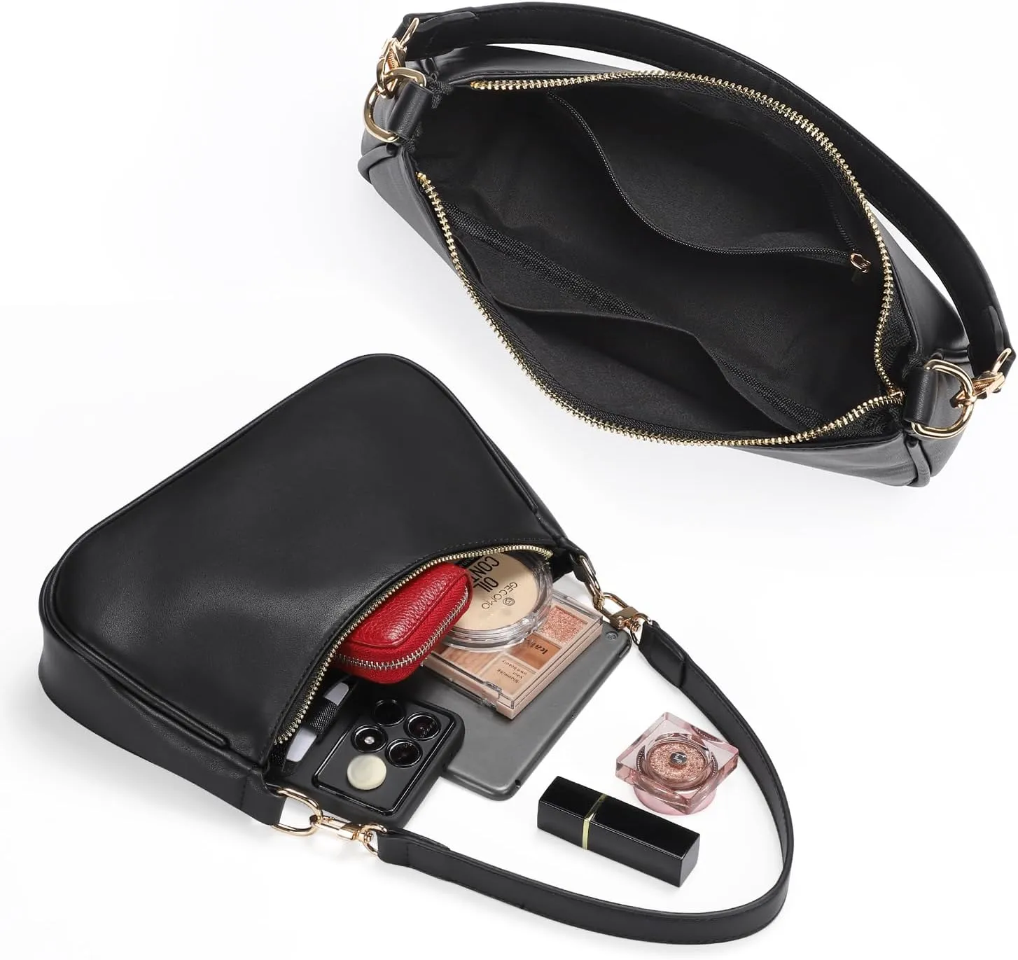 WantGor Clutch Tote Handbags, Shoulder Purse for Women Crossbody Bags Mini Hobo Bag Retro Vegan Leather Trendy Handbag