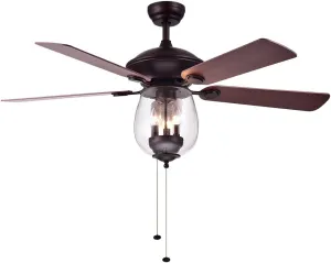 Warehouse of Tiffany Tibwald Wood Glass 52-inch 5-Blade Lighted Ceiling Fan (Optional Remote)
