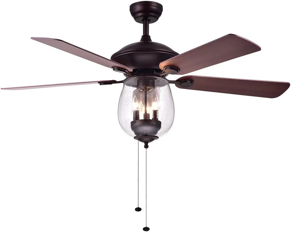Warehouse of Tiffany Tibwald Wood Glass 52-inch 5-Blade Lighted Ceiling Fan (Optional Remote)