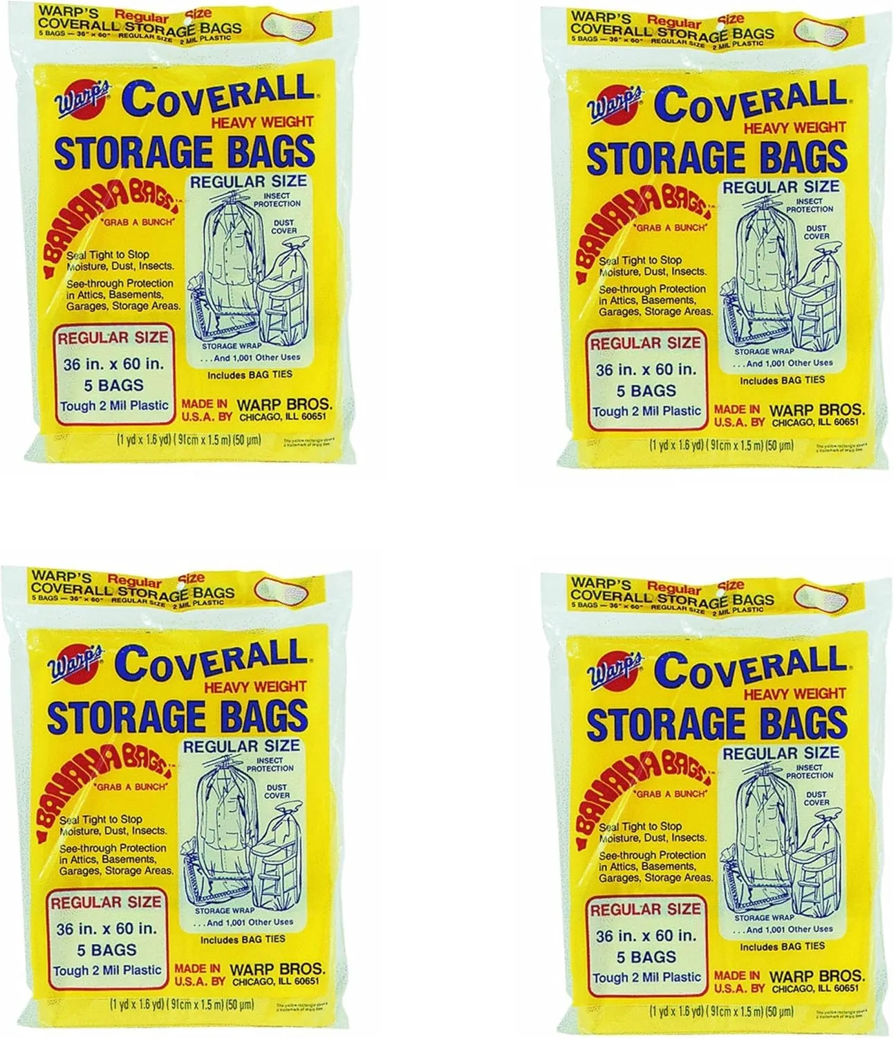 Warp's 36"x60" Banana Scented Regular Storage Bags, 20 Pack