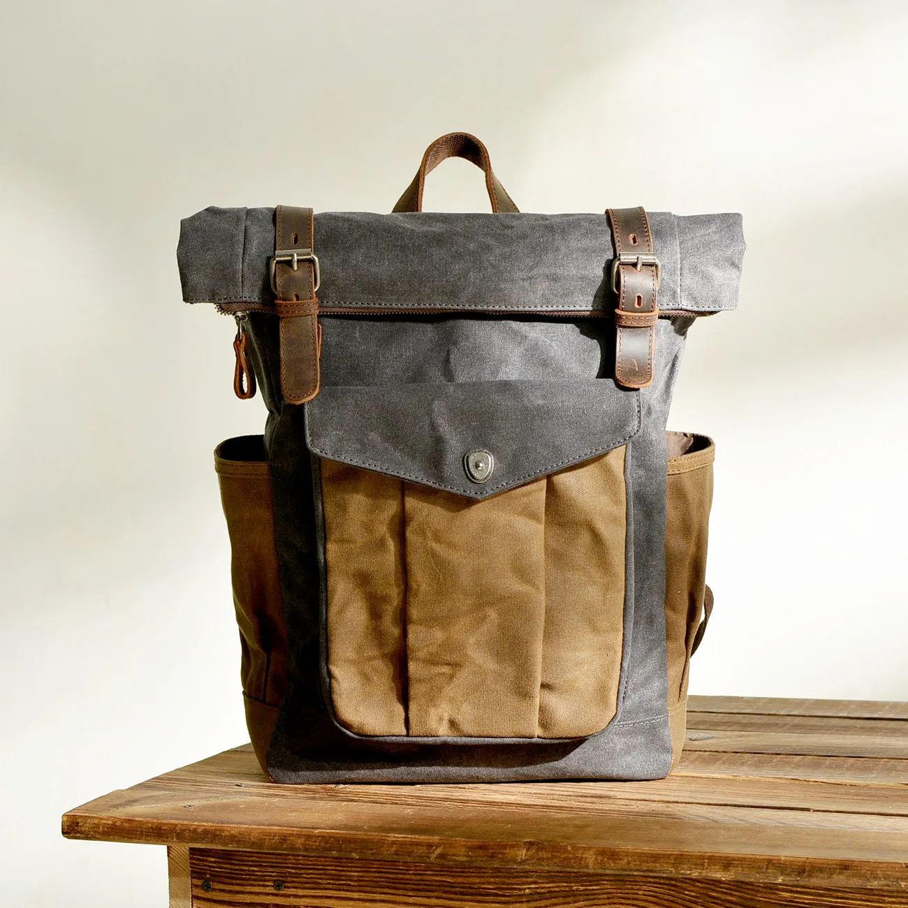 Waxed Canvas Roll Top Backpack  | Mont Blanc