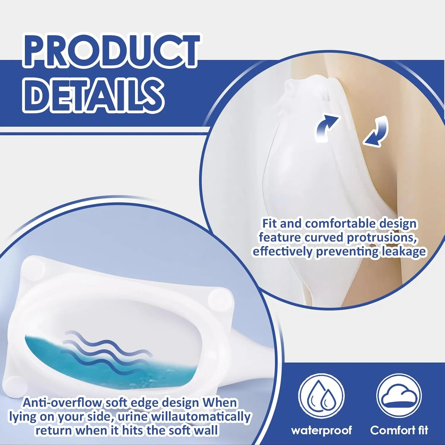 Wearable Urine Collector Set with Silicone Catching Capsule, 1.2M Flexible Catheter, Comfortable Cotton Pants, 1000ml & 2000ml Collection Bags for Men Black