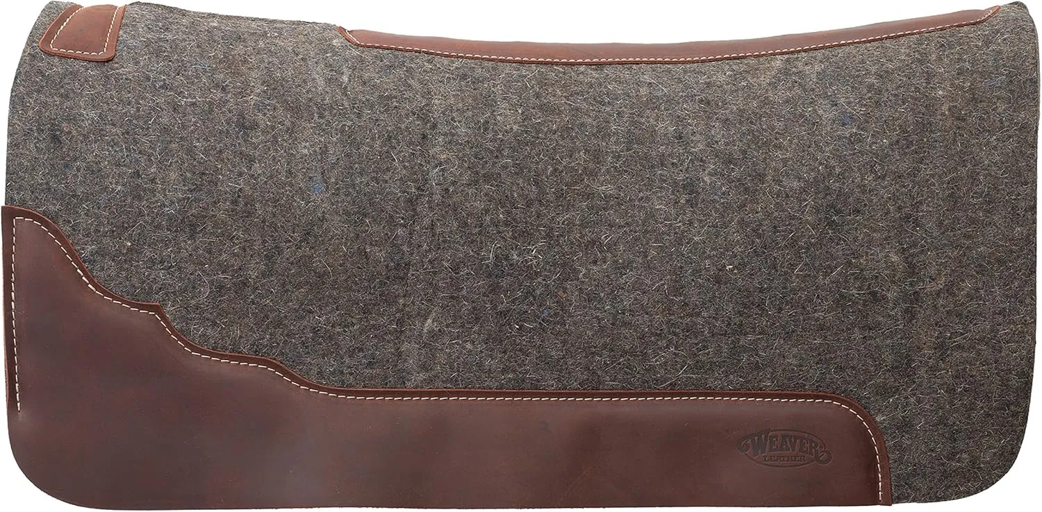 Weaver Equine 31" x 32" Premium Contoured Pure Wool Felt Horse Saddle Pad, Shock Absorbing Western Saddle Pad for Protection, Equine Supplies, Gray
