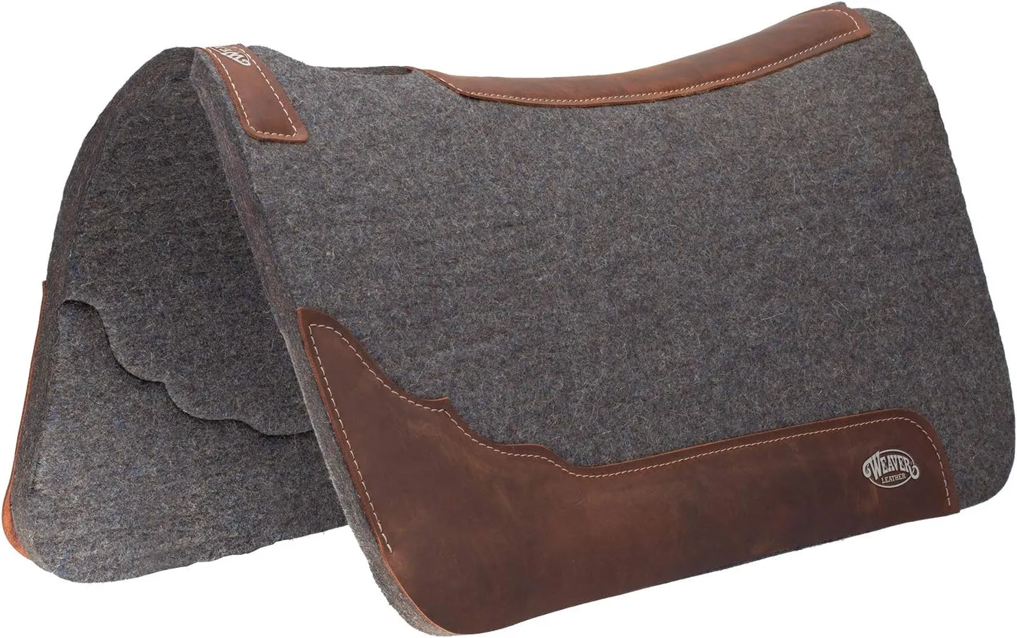 Weaver Equine 31" x 32" Premium Contoured Pure Wool Felt Horse Saddle Pad, Shock Absorbing Western Saddle Pad for Protection, Equine Supplies, Gray