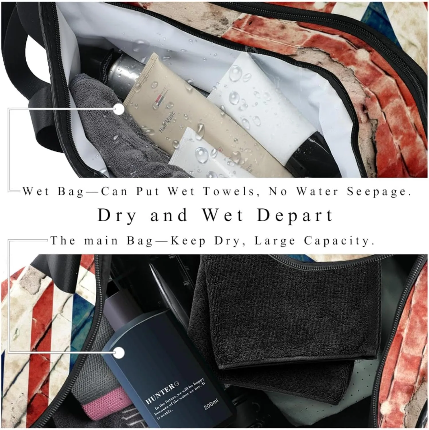 Weekender Travel Bag,Small Gym Bag,British Flag Graffiti Wall,Gym Duffle Bag