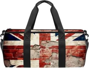 Weekender Travel Bag,Small Gym Bag,British Flag Graffiti Wall,Gym Duffle Bag