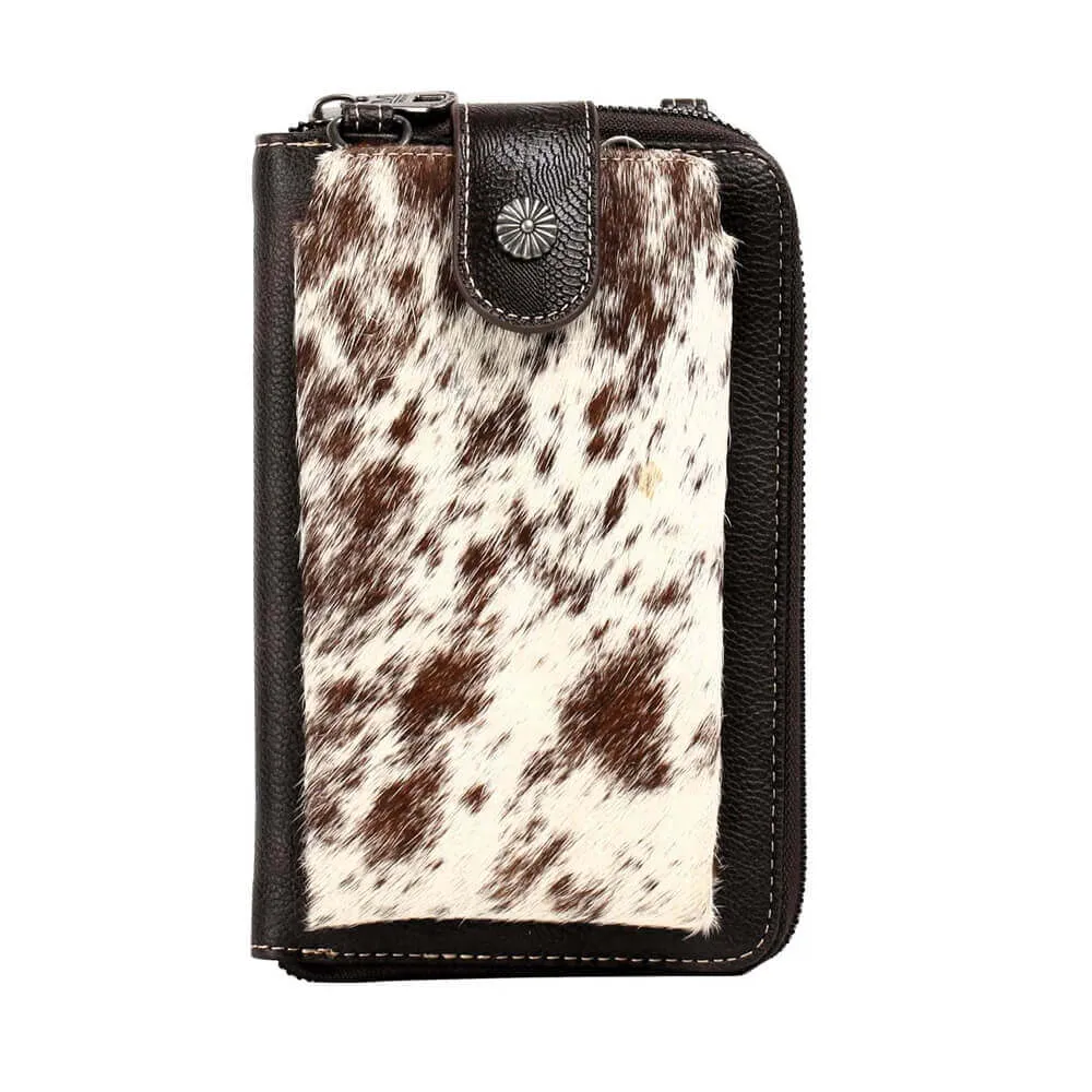 Western Genuine Cowhide Phone Crossbody Wallet