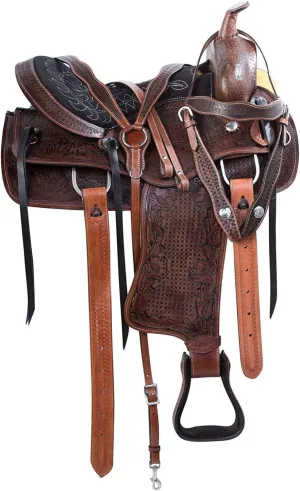 Western Leather Horse Saddle Comfy Horse Seat Ranch Roping Saddle Tree Trail Racing Comfort Barrel Tack Size 10 to 18 Inch Seat