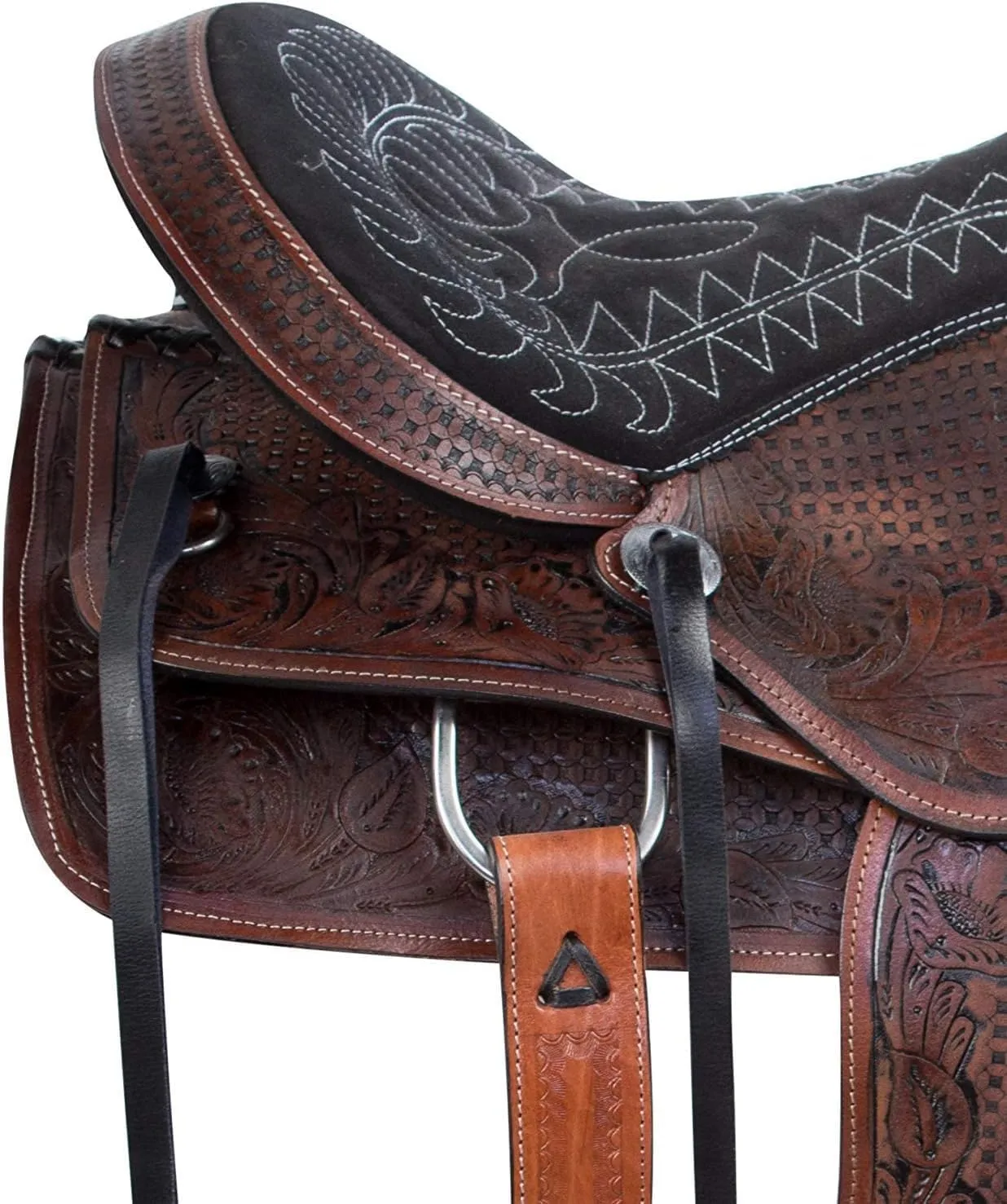 Western Leather Horse Saddle Comfy Horse Seat Ranch Roping Saddle Tree Trail Racing Comfort Barrel Tack Size 10 to 18 Inch Seat