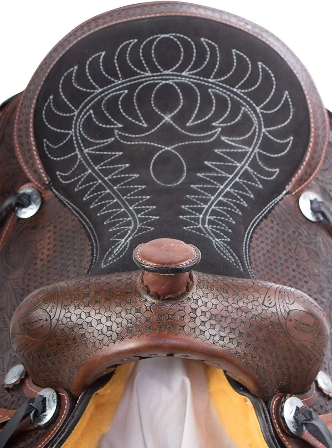 Western Leather Horse Saddle Comfy Horse Seat Ranch Roping Saddle Tree Trail Racing Comfort Barrel Tack Size 10 to 18 Inch Seat