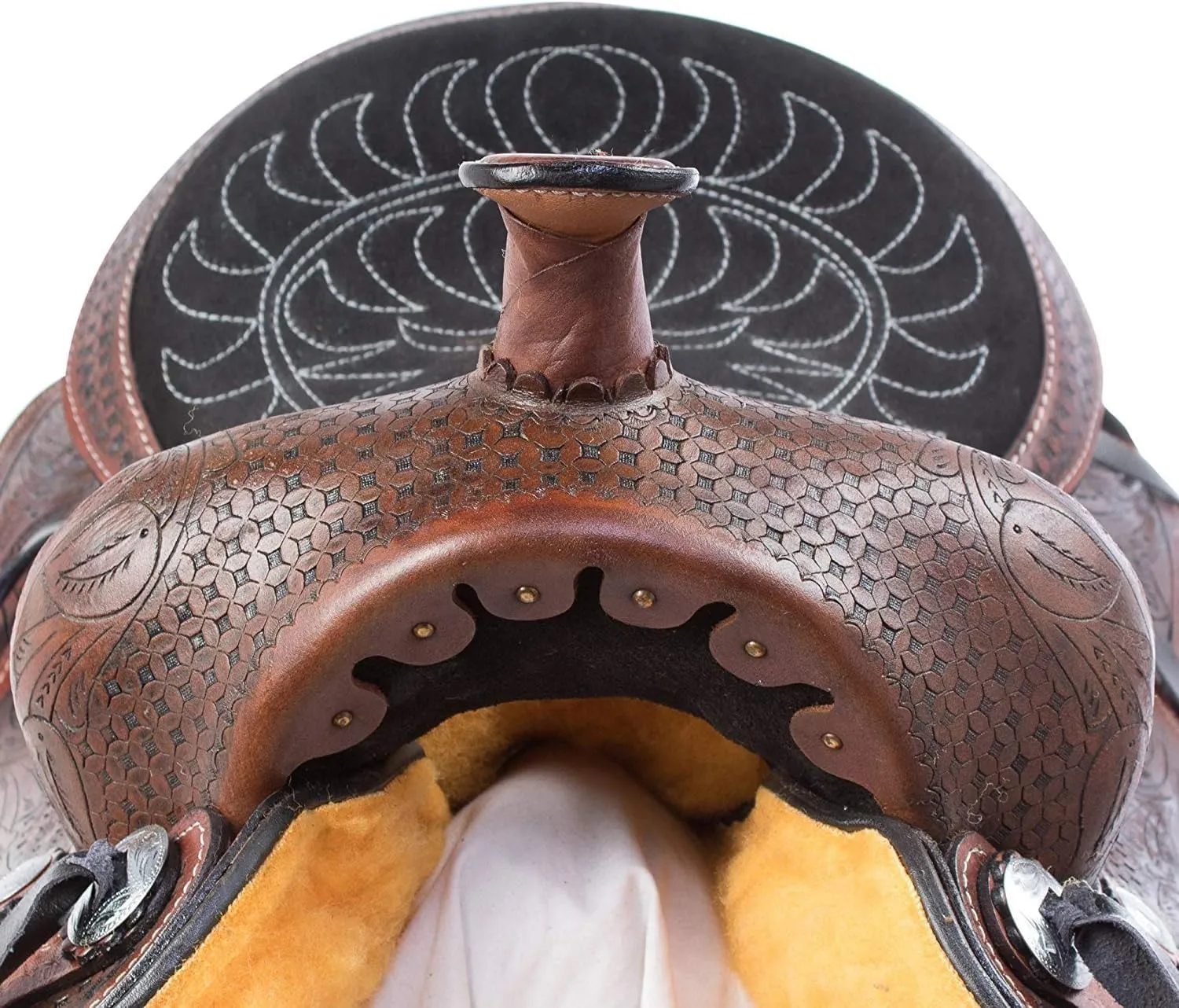Western Leather Horse Saddle Comfy Horse Seat Ranch Roping Saddle Tree Trail Racing Comfort Barrel Tack Size 10 to 18 Inch Seat