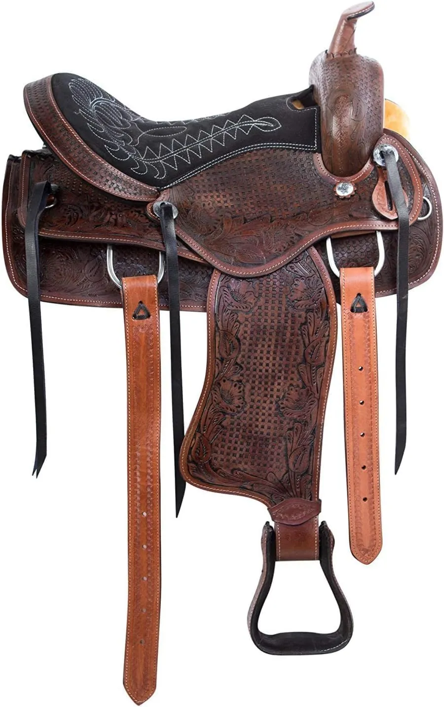 Western Leather Horse Saddle Comfy Horse Seat Ranch Roping Saddle Tree Trail Racing Comfort Barrel Tack Size 10 to 18 Inch Seat