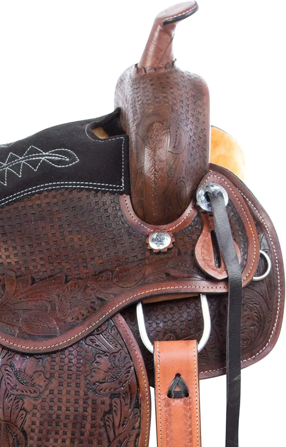 Western Leather Horse Saddle Comfy Horse Seat Ranch Roping Saddle Tree Trail Racing Comfort Barrel Tack Size 10 to 18 Inch Seat