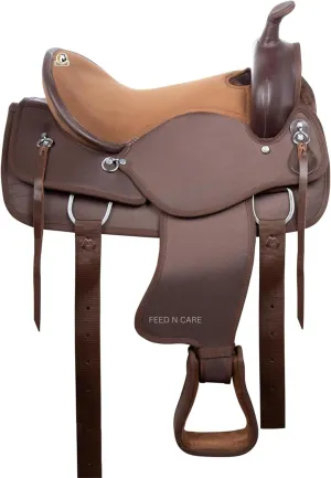 Western Synthetic Horse Saddle Light Weight Cordura Comfy Padded Horse Seat Equestrian Horse Saddle for Barrel Racing & Trail Riding Breast Collar 10 to 18 Inch Seat