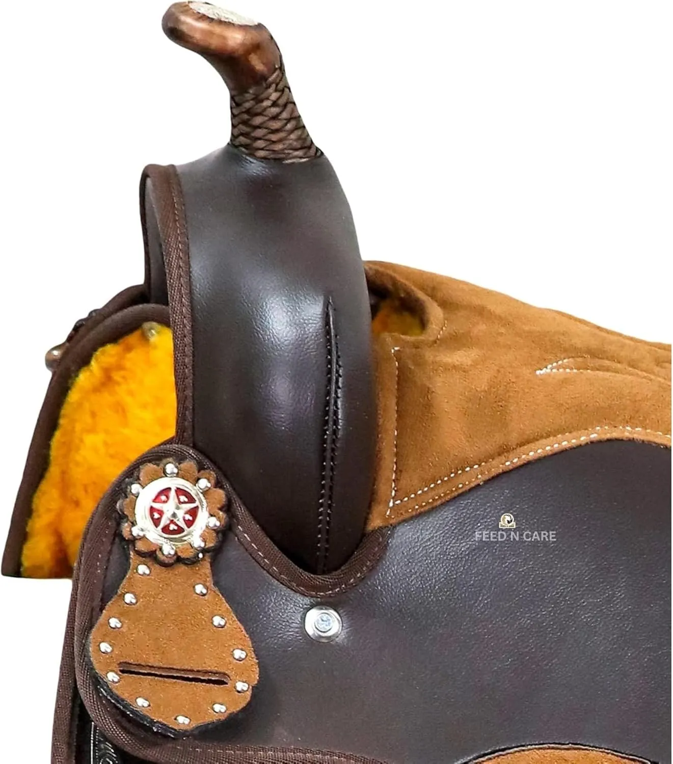 Western Synthetic Horse Saddle Light Weight Cordura Comfy Padded Horse Seat Equestrian Horse Saddle for Barrel Racing & Trail Riding Breast Collar 10 to 18 Inch Seat