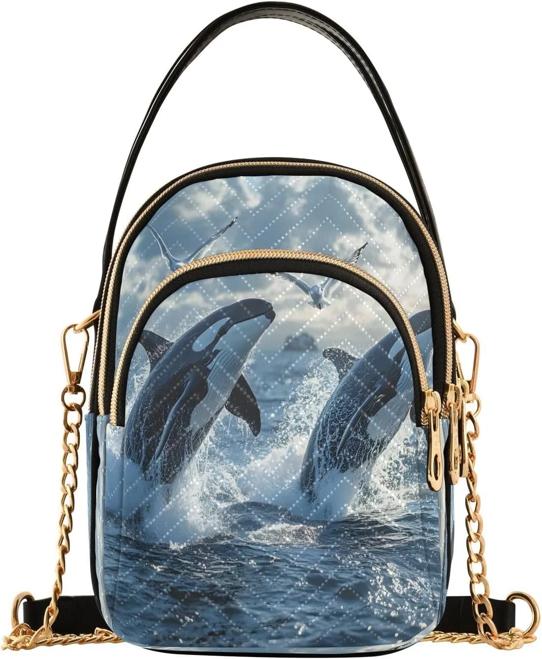 Whale Ocean Sea Seagull Crossbody Bag for Women Mini Cell Phone Purse Women's Shoulder Handbag