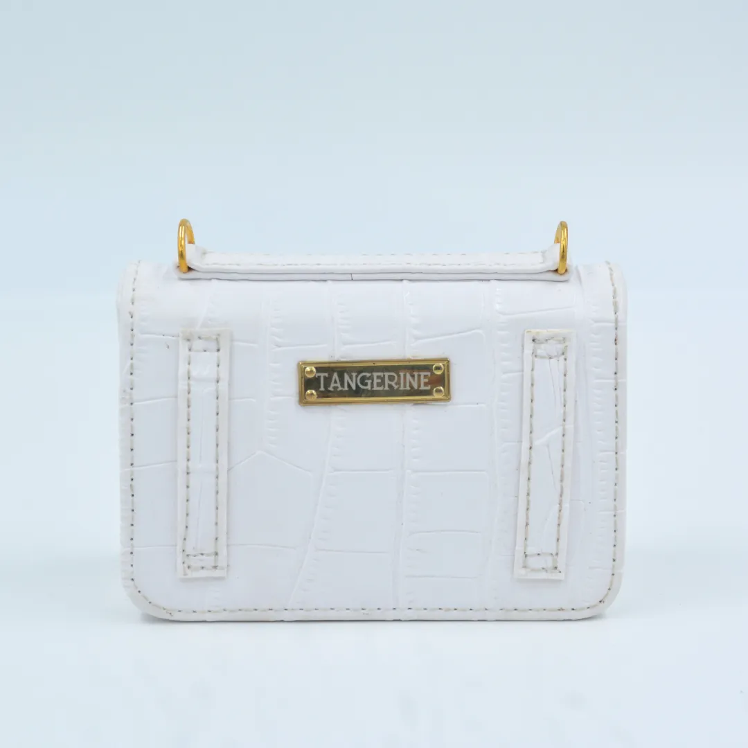 White Croc Embossed Monogram Bag