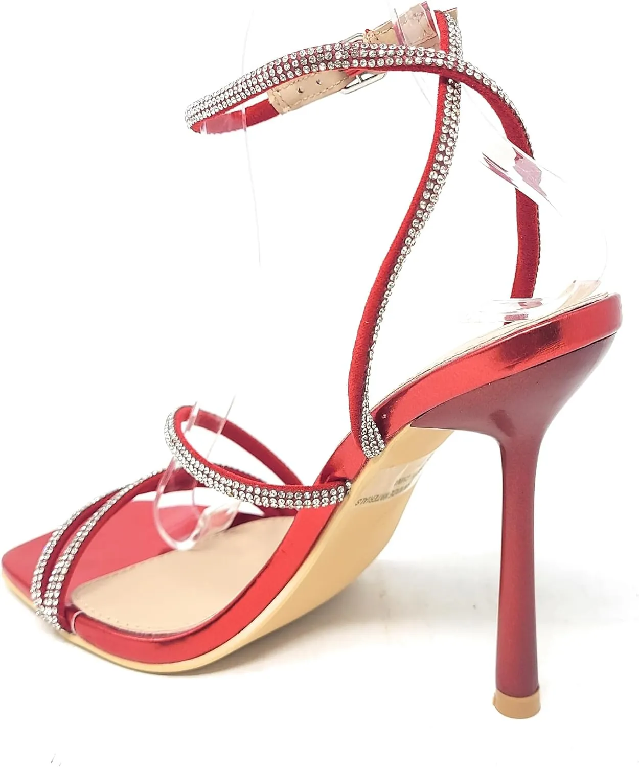 Wild Diva Women's Square Toe Rhinestone Embellished Straps Formal Stiletto High Heels Narala-02