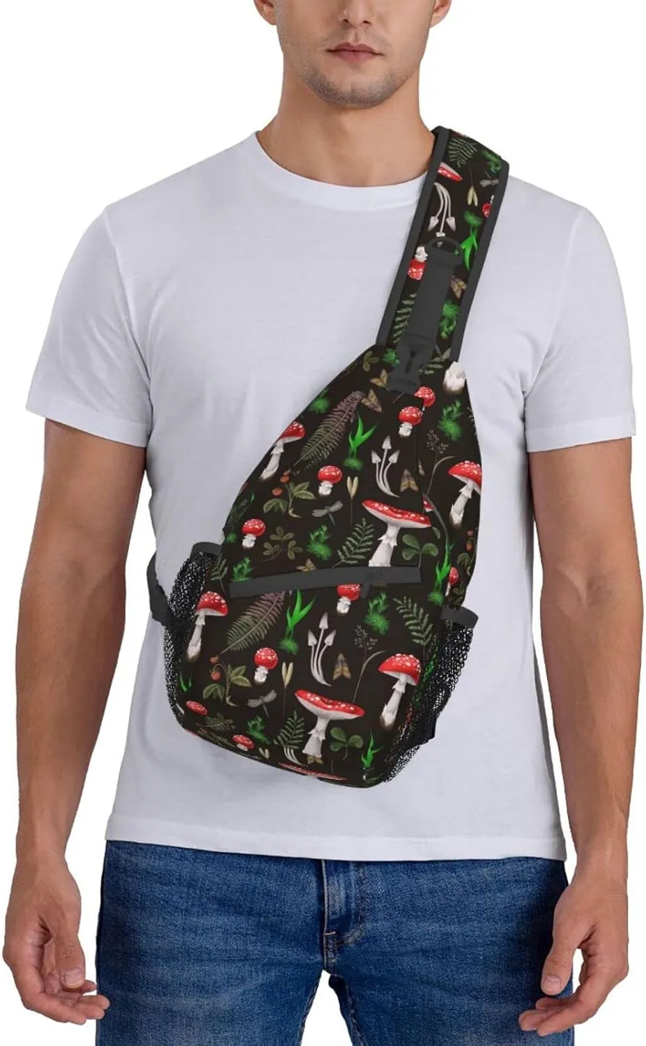 Wild Mushroom Sling Bag,Multipurpose Crossbody Backpack Shoulder Chest Bag for Women Men Travel Hiking Daypack