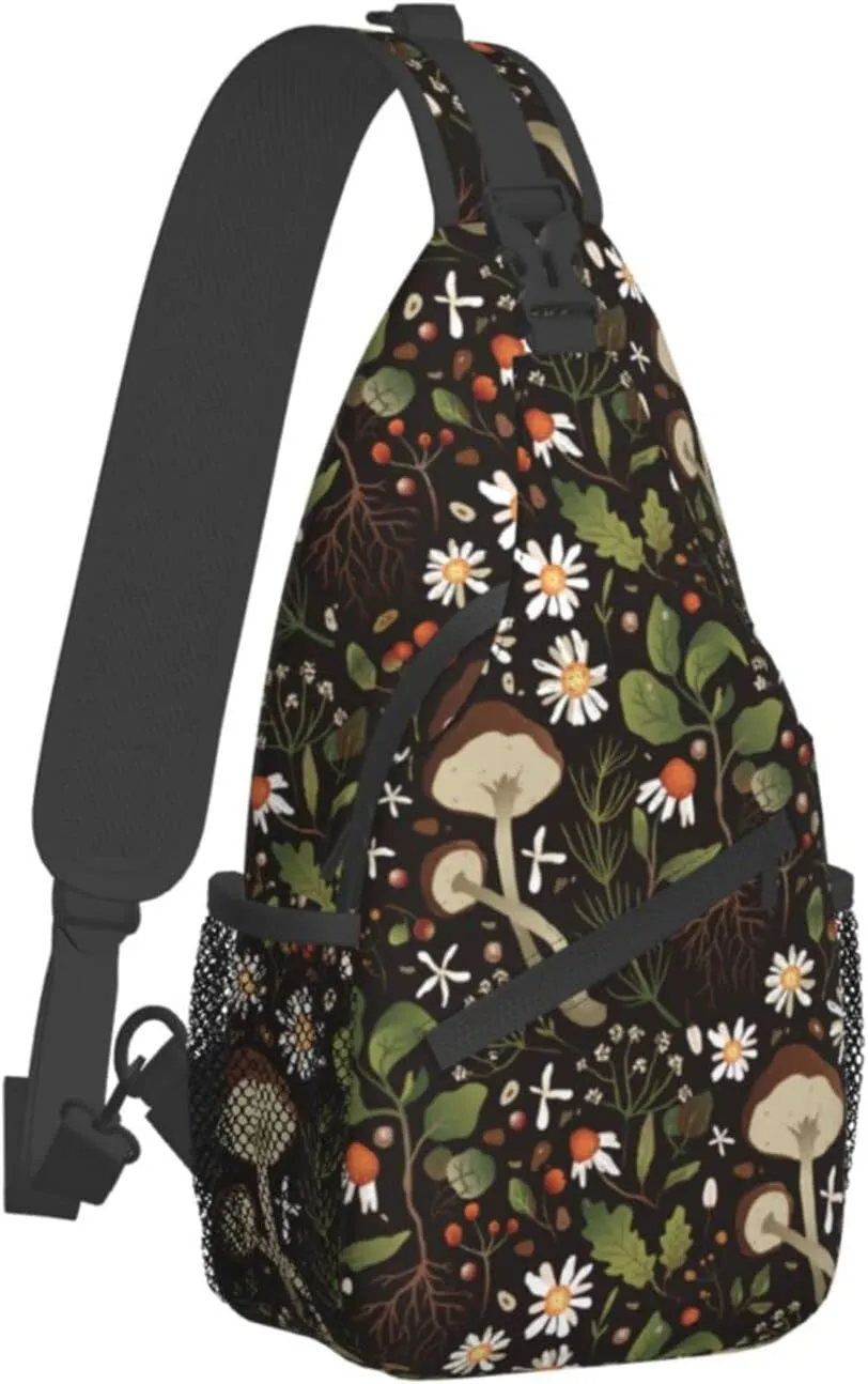 Wild Mushroom Sling Bag,Multipurpose Crossbody Backpack Shoulder Chest Bag for Women Men Travel Hiking Daypack