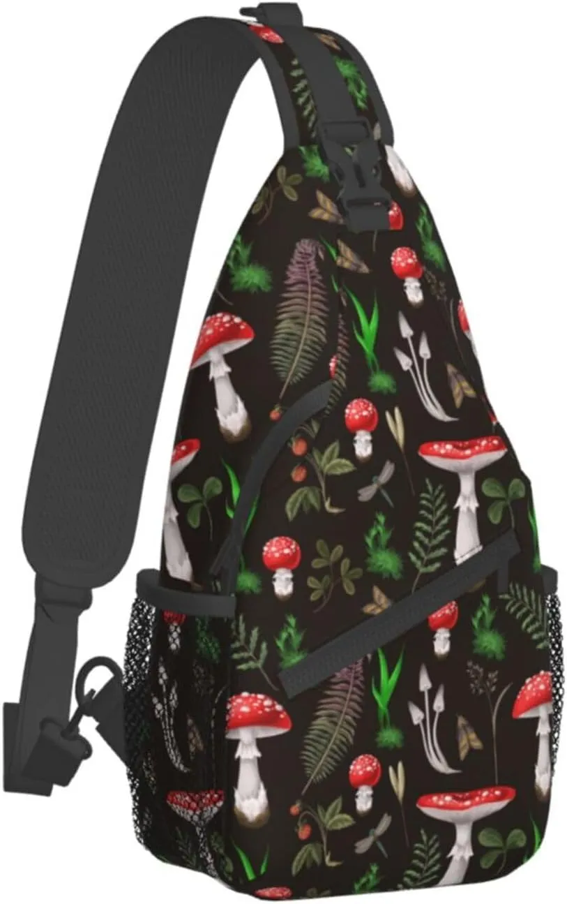 Wild Mushroom Sling Bag,Multipurpose Crossbody Backpack Shoulder Chest Bag for Women Men Travel Hiking Daypack