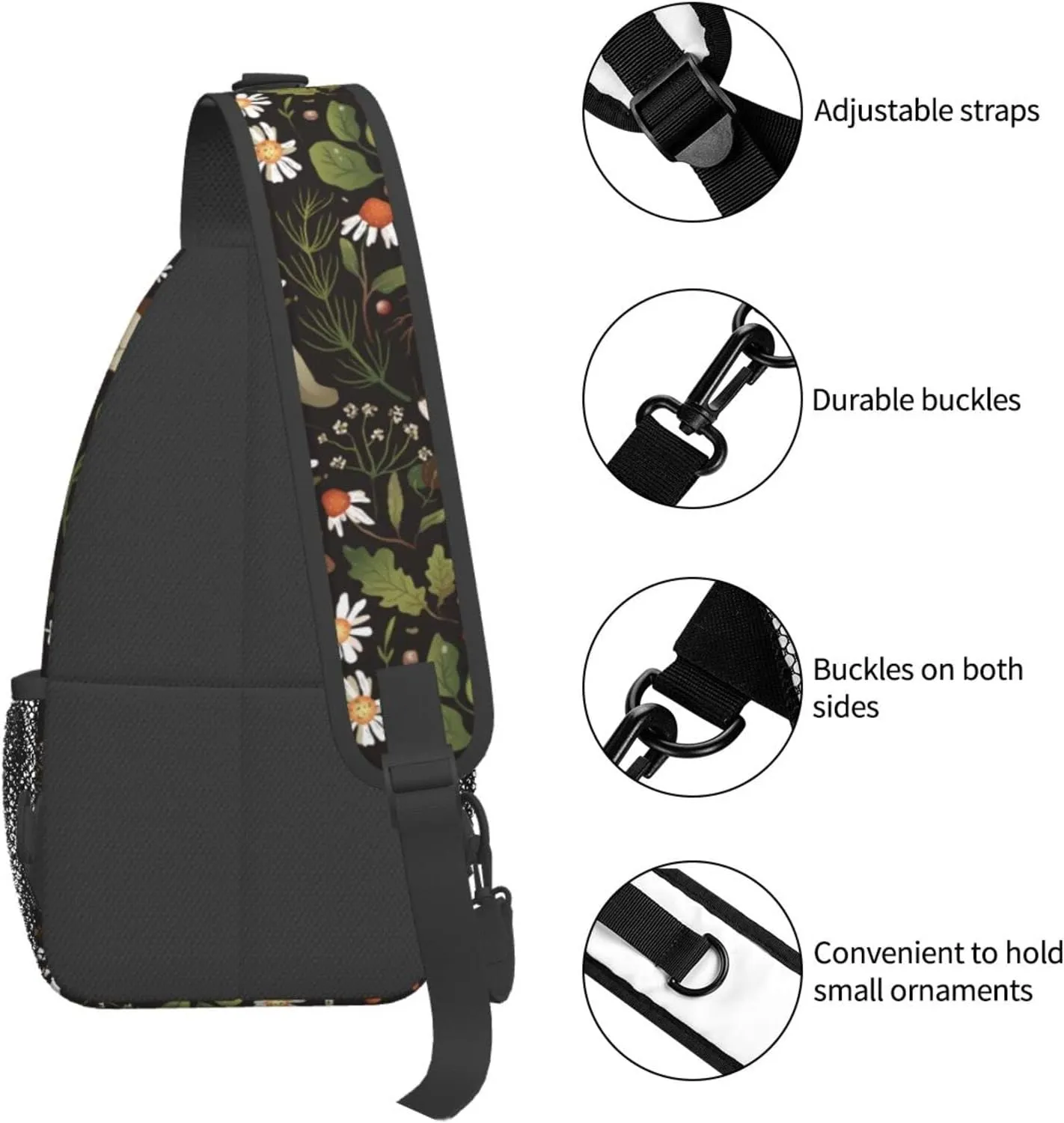Wild Mushroom Sling Bag,Multipurpose Crossbody Backpack Shoulder Chest Bag for Women Men Travel Hiking Daypack