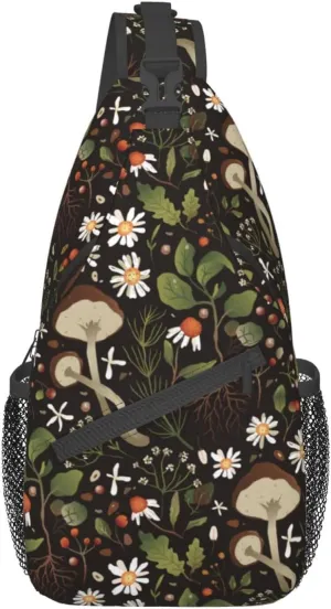 Wild Mushroom Sling Bag,Multipurpose Crossbody Backpack Shoulder Chest Bag for Women Men Travel Hiking Daypack