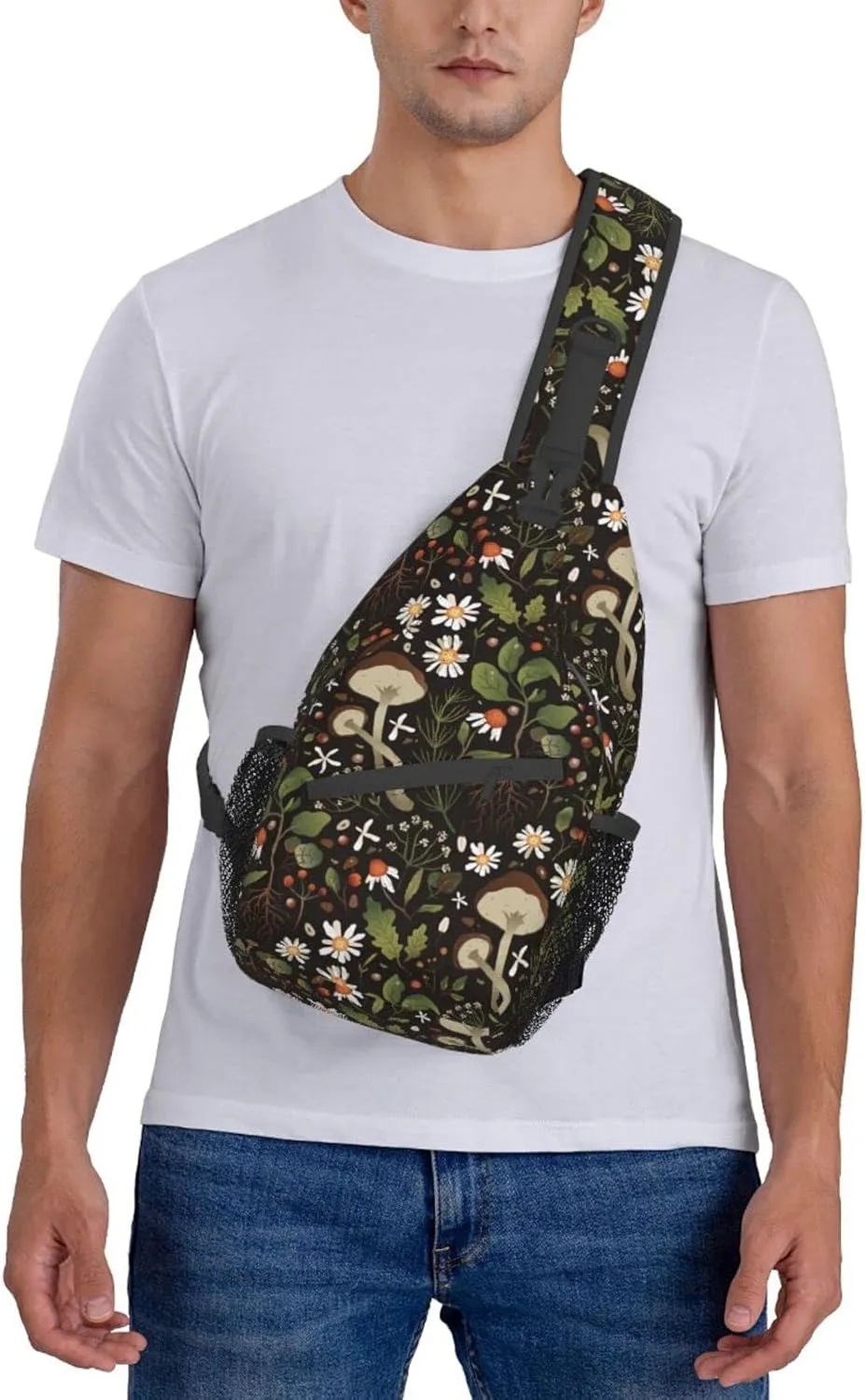Wild Mushroom Sling Bag,Multipurpose Crossbody Backpack Shoulder Chest Bag for Women Men Travel Hiking Daypack