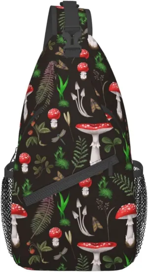 Wild Mushroom Sling Bag,Multipurpose Crossbody Backpack Shoulder Chest Bag for Women Men Travel Hiking Daypack