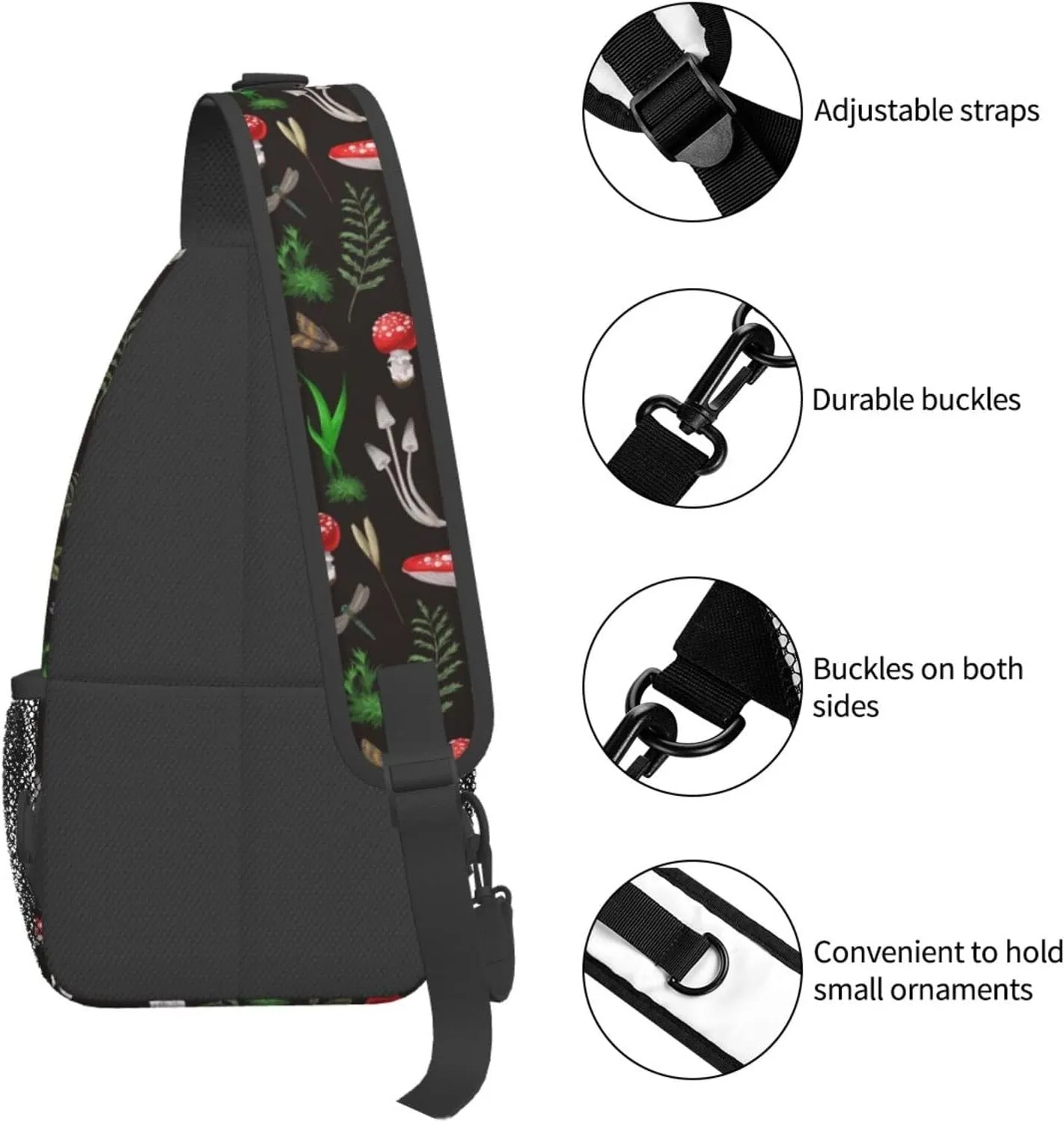 Wild Mushroom Sling Bag,Multipurpose Crossbody Backpack Shoulder Chest Bag for Women Men Travel Hiking Daypack