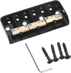 Wilkinson WTBS Short Telecaster Bridge Brass Compensated 3-Saddles for Humbucker Tele Style or Vintage Electric Guitar, Black