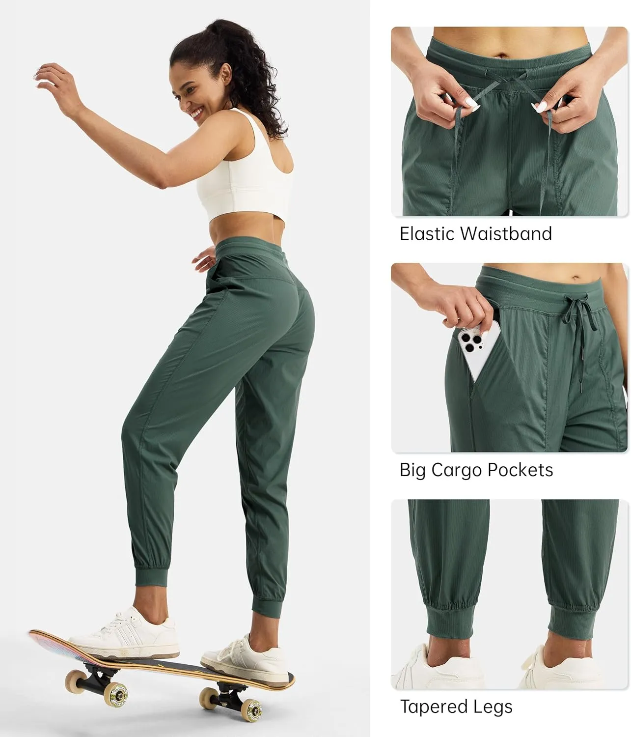 Willit Women's Workout Jogger Studio Track Athletic Pants Hiking Casual Pants with Pockets Lightweight