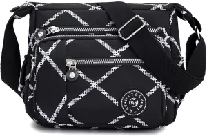 WITERY Nylon Shoulder Bags for Women - Multi-Pocket Zipper Waterproof Travel Purse Casual Small Lightweight Messenger Bag