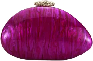 Women Acrylic Evening Clutch Chic Shell Purse Egg Handbag Marble Shoulder Crossbody Bag for Prom Cocktail Party