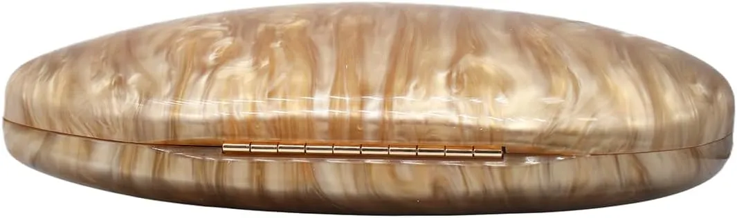 Women Acrylic Evening Clutch Chic Shell Purse Egg Handbag Marble Shoulder Crossbody Bag for Prom Cocktail Party