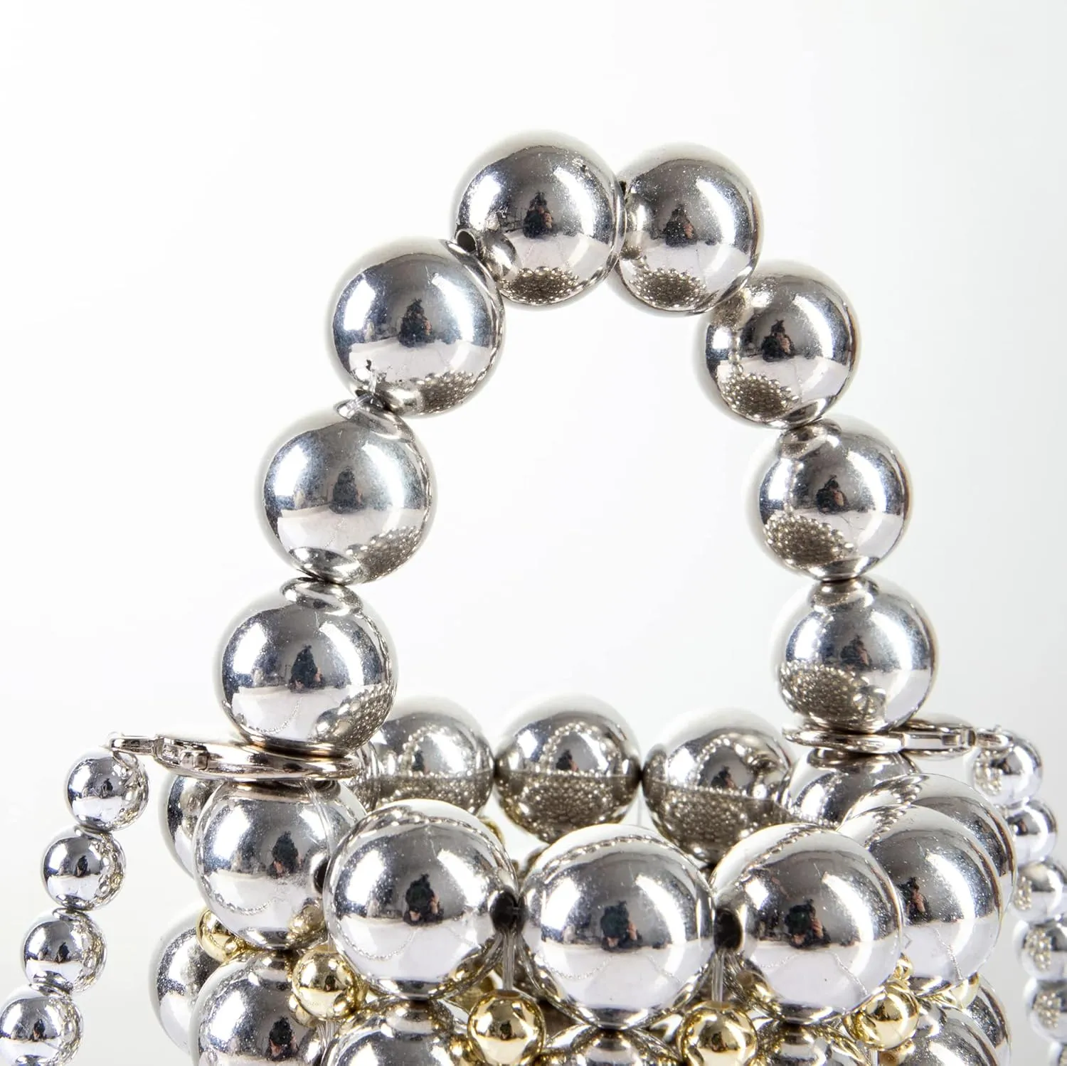Women Beaded Evening Bucket Bag Small Lipstick Handbag Velvet Lining with Detachable Chain for Wedding Party
