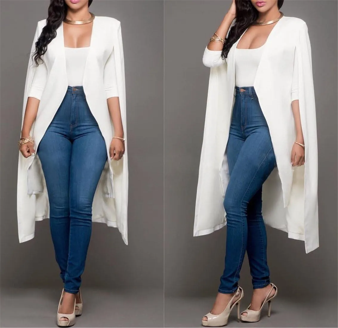 Women Casual Lightweight Open Front Duster