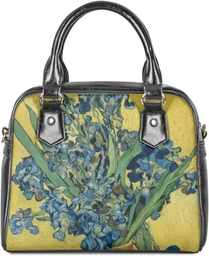 Women Saddle Shoulder Bag Oil Painting Printed Tote Saddle Purses PU Leather Shoulder Bags with Strap