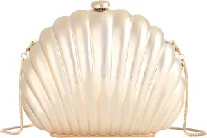 Women Seashell Evening Bag Purse Mermaid Chain Strap Clutch Handbag Shoulder Bag