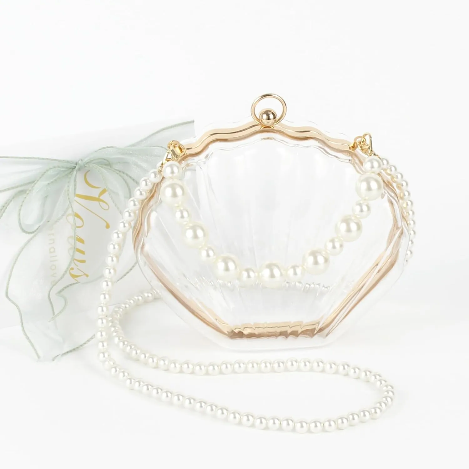 Women Seashell Evening Bag Purse Mermaid Chain Strap Clutch Handbag Shoulder Bag
