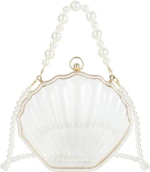 Women Seashell Evening Bag Purse Mermaid Chain Strap Clutch Handbag Shoulder Bag